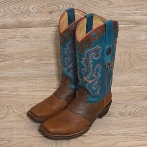 Thombstone Arena Queen Turquoise Western Cowboy Square Toe Boots Womens Size 9.5
